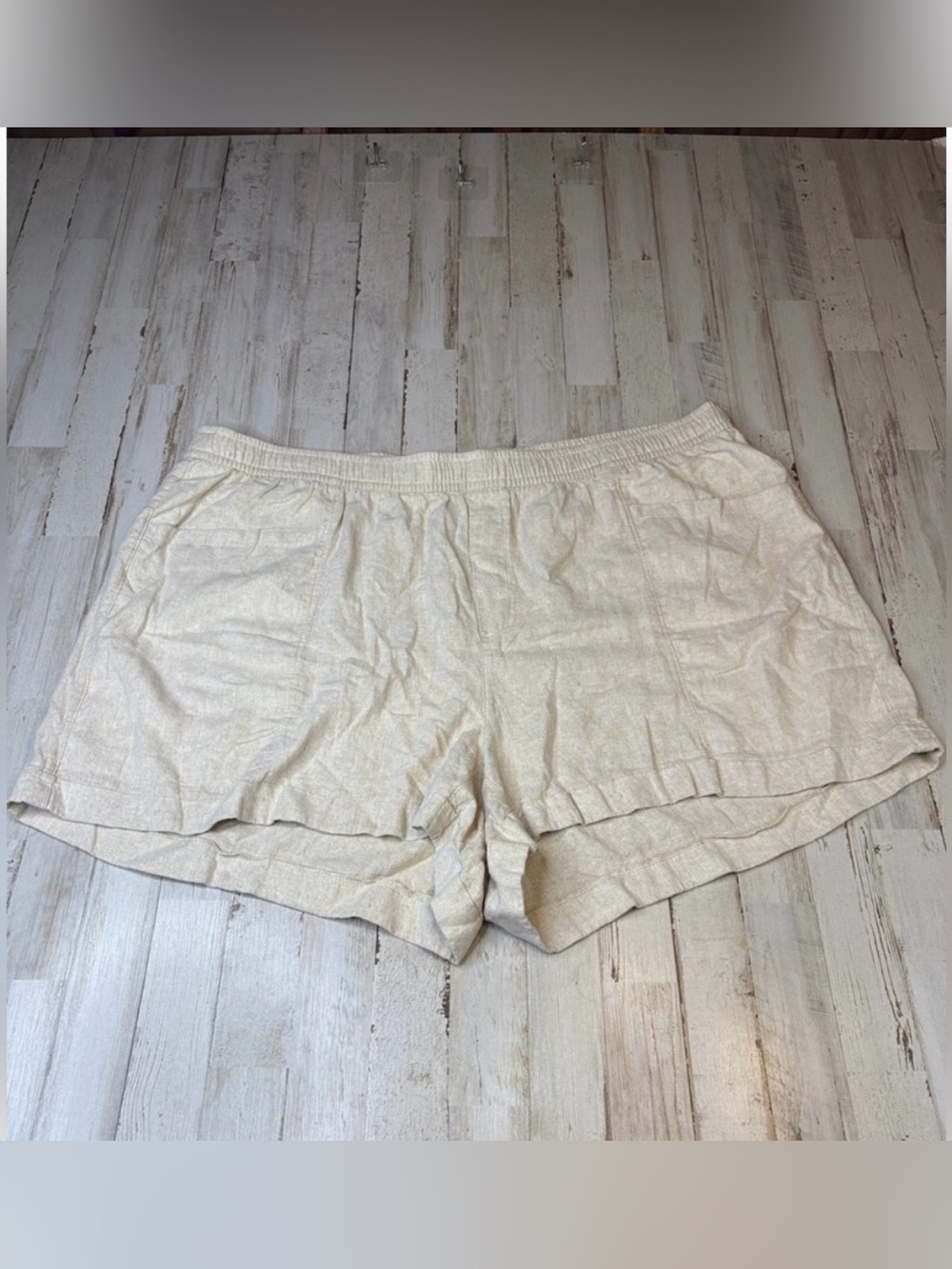 COPY - Old Navy Womens 3X Beige Linen High-Rise Pull-On Shorts